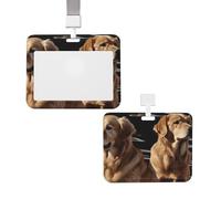 Sliding ID Badge Holder with Lanyard Card Case Protector Pouch with Clear Window Vertical ID Credit Card Name Tag Golden Retrievers Badge Holder for NurseOffice Supplies