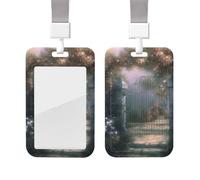 Sliding ID Badge Holder with Lanyard Card Case Protector Pouch with Clear Window Vertical ID Credit Card Name Tag Secret Garden Badge Holder for NurseOffice Supplies