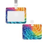 Sliding ID Badge Holder with Lanyard Card Case Protector Pouch with Clear Window Vertical ID Credit Card Name Tag Rainbow Dynamic Badge Holder for NurseOffice Supplies