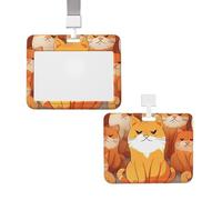 Sliding ID Badge Holder with Lanyard Card Case Protector Pouch with Clear Window Vertical ID Credit Card Name Tag Orange Cats Badge Holder for NurseOffice Supplies