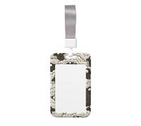 Sliding ID Badge Holder with Lanyard Cartoon Black White Sheep ID Card Holder Case Plastic Vertical Card Case Protector Pouch with Clear Window Work Badge Sleeve for Women Men Office