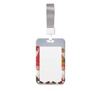 Sliding ID Badge Holder with Lanyard Christmas Winter Gnomes ID Card Holder Case Plastic Vertical Card Case Protector Pouch with Clear Window Work Badge Sleeve for Women Men Office