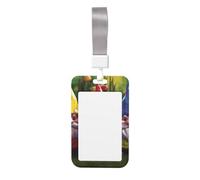 Sliding ID Badge Holder with Lanyard Colorful Gnomes ID Card Holder Case Plastic Vertical Card Case Protector Pouch with Clear Window Work Badge Sleeve for Women Men Office
