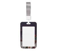 Sliding ID Badge Holder with Lanyard Colorful Tribal Floral Elephant ID Card Holder Case Plastic Vertical Card Case Protector Pouch with Clear Window Work Badge Sleeve for Women Men Office
