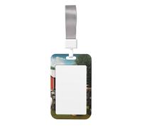 Sliding ID Badge Holder with Lanyard Company Farm Tractor ID Card Holder Case Plastic Vertical Card Case Protector Pouch with Clear Window Work Badge Sleeve for Women Men Office