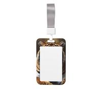 Sliding ID Badge Holder with Lanyard Cool Tiger ID Card Holder Case Plastic Vertical Card Case Protector Pouch with Clear Window Work Badge Sleeve for Women Men Office