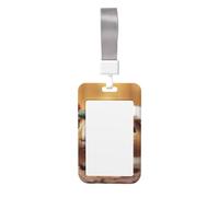 Sliding ID Badge Holder with Lanyard Cute Guinea Pigs ID Card Holder Case Plastic Vertical Card Case Protector Pouch with Clear Window Work Badge Sleeve for Women Men Office