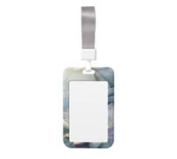 Sliding ID Badge Holder with Lanyard Dragonfly Flower ID Card Holder Case Plastic Vertical Card Case Protector Pouch with Clear Window Work Badge Sleeve for Women Men Office