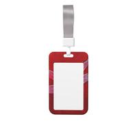 Sliding ID Badge Holder with Lanyard Dragonfly on Red Background ID Card Holder Case Plastic Vertical Card Case Protector Pouch with Clear Window Work Badge Sleeve for Women Men Office