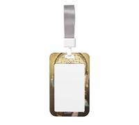 Sliding ID Badge Holder with Lanyard Dream Catcher ID Card Holder Case Plastic Vertical Card Case Protector Pouch with Clear Window Work Badge Sleeve for Women Men Office