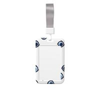 Sliding ID Badge Holder with Lanyard Evil Eyes Pattern ID Card Holder Case Plastic Vertical Card Case Protector Pouch with Clear Window Work Badge Sleeve for Women Men Office