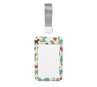 Sliding ID Badge Holder with Lanyard Happy Walking Kitty ID Card Holder Case Plastic Vertical Card Case Protector Pouch with Clear Window Work Badge Sleeve for Women Men Office