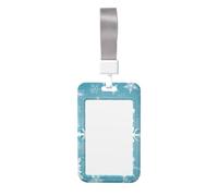Sliding ID Badge Holder with Lanyard Hard Vertical Plastic Card Case Protector Winter Snowflake Work Badge Sleeve Badge Holders with Clip Name Key Card Holder for Women Men