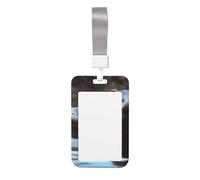 Sliding ID Badge Holder with Lanyard Hippos ID Card Holder Case Plastic Vertical Card Case Protector Pouch with Clear Window Work Badge Sleeve for Women Men Office