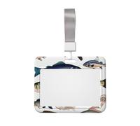 Sliding ID Badge Holder with Lanyard ID Card Case Hard Plastic ID Card Holder Different Fish Name Tag Holders for Work Office Women Men