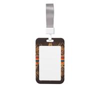 Sliding ID Badge Holder with Lanyard Native American ID Card Holder Case Plastic Vertical Card Case Protector Pouch with Clear Window Work Badge Sleeve for Women Men Office