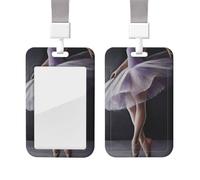 Sliding ID Badge Holder with Lanyard Plastic Card Case Protector Pouch with Clear Window ID Credit Card Name Tag Ballet Dancer Badge Holder for Nurse Doctor Office Supplies