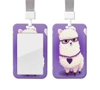 Sliding ID Badge Holder with Lanyard Plastic Card Case Protector Pouch with Clear Window ID Credit Card Name Tag Love Alpaca Purple Badge Holder for Nurse Doctor Office Supplies