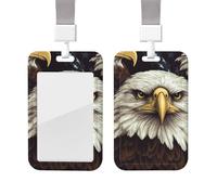 Sliding ID Badge Holder with Lanyard Plastic Card Case Protector Pouch with Clear Window ID Credit Card Name Tag Bald Eagle Badge Holder for Nurse Doctor Office Supplies