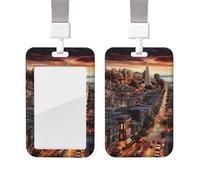 Sliding ID Badge Holder with Lanyard Plastic Card Case Protector Pouch with Clear Window ID Credit Card Name Tag san Francisco Badge Holder for Nurse Doctor Office Supplies
