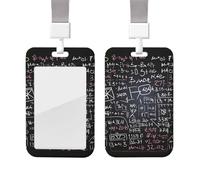Sliding ID Badge Holder with Lanyard Plastic Card Case Protector Pouch with Clear Window ID Credit Card Name Tag Math Formula Badge Holder for Nurse Doctor Office Supplies