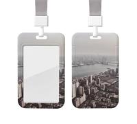 Sliding ID Badge Holder with Lanyard Plastic Card Case Protector Pouch with Clear Window ID Credit Card Name Tag Mumbai City Badge Holder for Nurse Doctor Office Supplies