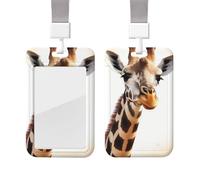 Sliding ID Badge Holder with Lanyard Plastic Card Case Protector Pouch with Clear Window ID Credit Card Name Tag Cute Giraffe Badge Holder for Nurse Doctor Office Supplies