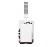 Sliding ID Badge Holder with Lanyard Ringtailed Lemur ID Card Holder Case Plastic Vertical Card Case Protector Pouch with Clear Window Work Badge Sleeve for Women Men Office