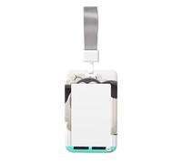 Sliding ID Badge Holder with Lanyard Sheep ID Card Holder Case Plastic Vertical Card Case Protector Pouch with Clear Window Work Badge Sleeve for Women Men Office