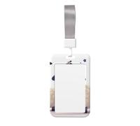 Sliding ID Badge Holder with Lanyard Sheep ID Card Holder Case Plastic Vertical Card Case Protector Pouch with Clear Window Work Badge Sleeve for Women Men Office