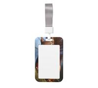 Sliding ID Badge Holder with Lanyard Squirrel Funny Animal ID Card Holder Case Plastic Vertical Card Case Protector Pouch with Clear Window Work Badge Sleeve for Women Men Office