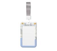 Sliding ID Badge Holder with Lanyard White Daisy ID Card Holder Case Plastic Vertical Card Case Protector Pouch with Clear Window Work Badge Sleeve for Women Men Office