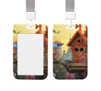 Sliding ID Badge Holder with Vertical Card Badge Holder Waterproof Plastic Card Sleeve Bird House Badge Protector Case Name Tag ID Card Holder for Work Office Doctor Nurse