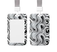 Sliding ID Badge Holder with Vertical Card Badge Holder Waterproof Plastic Card Sleeve Black and White Swirl Badge Protector Case Name Tag ID Card Holder for Work Office Doctor Nurse