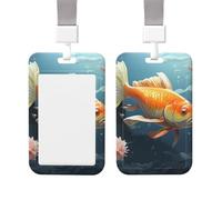 Sliding ID Badge Holder with Vertical Card Badge Holder Waterproof Plastic Card Sleeve Fish Lover Badge Protector Case Name Tag ID Card Holder for Work Office Doctor Nurse