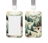 Sliding ID Badge Holder with Vertical Card Badge Holder Waterproof Plastic Card Sleeve House in The Forest Badge Protector Case Name Tag ID Card Holder for Work Office Doctor Nurse