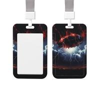 Sliding ID Badge Holder with Vertical Card Badge Holder Waterproof Plastic Card Sleeve Lightning Under Football Badge Protector Case Name Tag ID Card Holder for Work Office Doctor Nurse