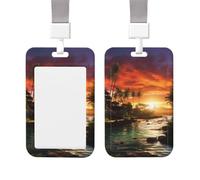 Sliding ID Badge Holder with Vertical Card Badge Holder Waterproof Plastic Card Sleeve Mysterious Tropical Style Badge Protector Case Name Tag ID Card Holder for Work Office Doctor Nurse