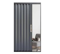 Sliding Interior Door Grey with Lock 90x240cm Foldable Room Divider for Entryway Opaque Magnetic Closure Concertina SLE Space-Saving Design