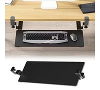 Sliding Keyboard Tray Under Desk Pull-Out Shelf 52/65/75x25cm Easy Slide Rails Reduces Fatigue Protects Eyes Black (30x10 Inch)