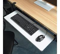 Sliding Keyboard Wrist Support Under Desk with Glide - Sturdy Clamp Keyboard Tray - Desk Extension - Black/Walnut/White - Adjustable Sliding Tray 52/65/75 x 25 cm for Right-Handed Users