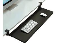 Sliding Keyboard Wrist Support with Under-Desk Slide - Sturdy Clamp Keyboard Tray - Desk Extension - Black/Walnut/White - Adjustable Sliding Platform 52/65/75 x 25 cm, Right-Handed Use