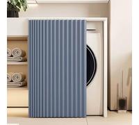 Sliding Kitchen Curtain, Self-Adhesive Dustproof Fabric, Waterproof, No Drilling Needed for Open Shelves, Blue, 60cm W x 80cm H, Stylish Home Decoration