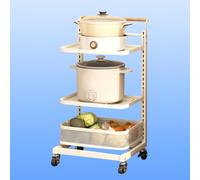 Sliding Kitchen nizer Cart Rolling Cabinet Storage White 3-Board 1-Basket Kitchen Drawer nizer for Pots and Pans Space-Saving Kitchen Storage Solution.