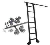 Sliding Ladder Hardware Kit Retractable ，Rolling Library Ladder Hanging Track，3.3ft-20ft Black Round Tube Mobile Ladder Rail + Floor Roller Wheels (Size : 10ft/300cm Track kit)