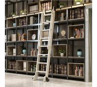 Sliding Ladder Hardware KitBookcase Ladder Rails with Floor Roller Wheels 200cm Mobile Track for Indoor/Loft Use Complete Set for Home Library Storage Solutions