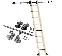 Sliding Ladder Hardware Library Retractable Rolling Ladder Hardware Kit， 3.3ft-20ft Steel Round Tube Mobile Ladder Rails(No Ladder), With Floor Roller Wheels (Size : 16ft/500cm Track kit)