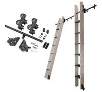 Sliding Ladder Track Kit - Black Metal Rail with Floor Roller for Library & Loft - Adjustable 100-600cm Retractable System (Ladder Not Included)