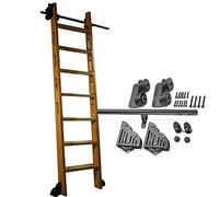 Sliding Ladder with Wheels from 1 to 6 Meters, Round Steel Rail Kit with Wheels for Floor, Ideal for Lofts, Houses and Interiors (without Ladder) (Size: 300cm Rail Kit)