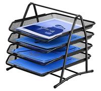 Sliding Letter Tray, Filing Tray for Office, Paper Trays Desk Organiser, Paper Filing Trays Folder, Desk Tidy Organizer A4, File Document Holder for Home Office School(4 Tiers)